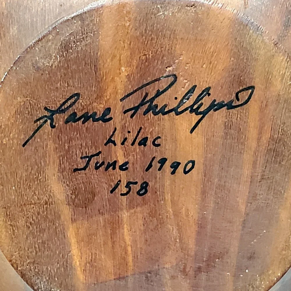 Lane Phillips Signed Turned Lilac Wood Vase June 1990 Studio Art Vessel #158